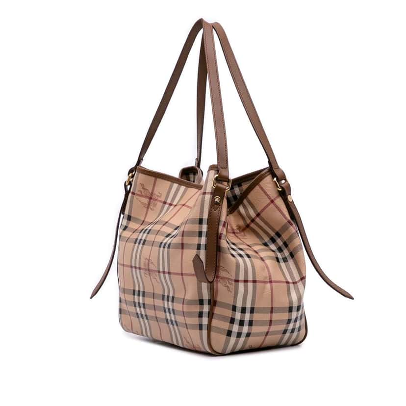 Burberry Small Haymarket Check Coated Canvas Canterbury Tote Brown Canvas Fair condition - Back View