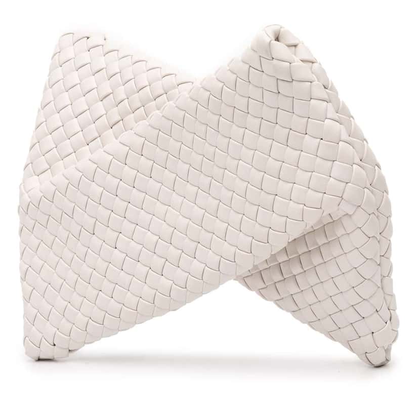 Bottega Veneta Lambskin Padded Intreccio Crisscross Clutch White Leather Good condition - Back View