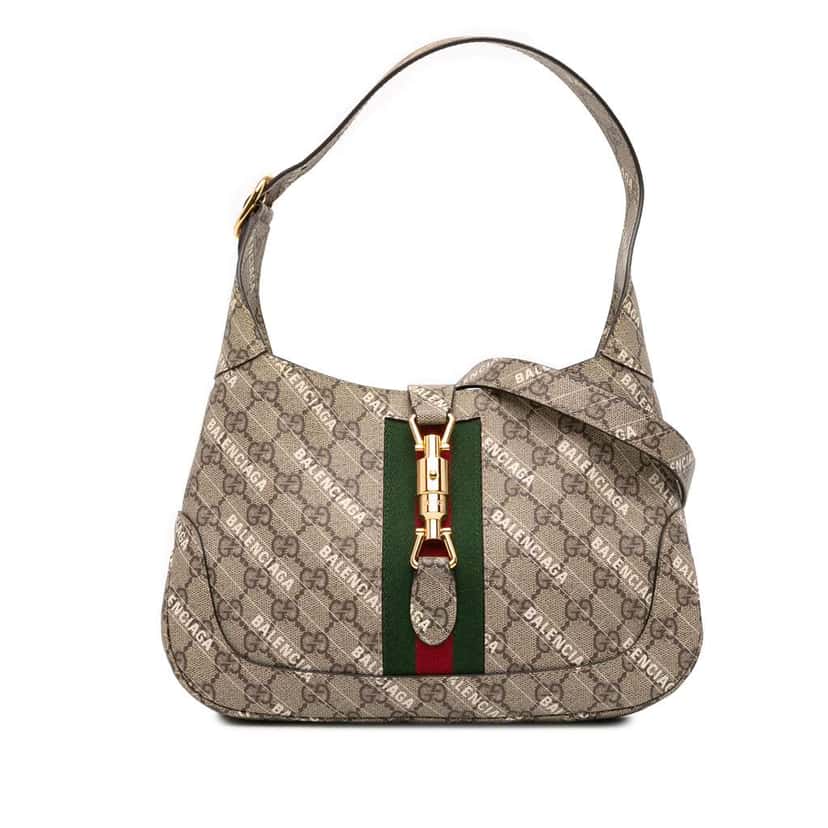 Gucci Balenciaga The Hacker Project Small GG Supreme Web Jackie 1961 Brown Canvas Good condition - Front View