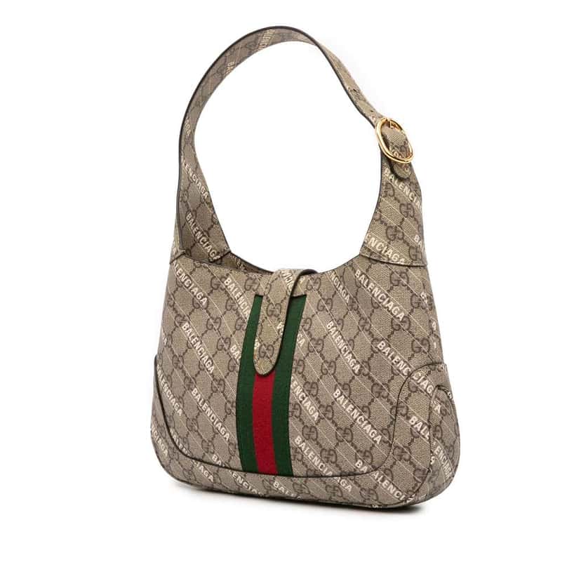 Gucci Balenciaga The Hacker Project Small GG Supreme Web Jackie 1961 Brown Canvas Good condition - Back View
