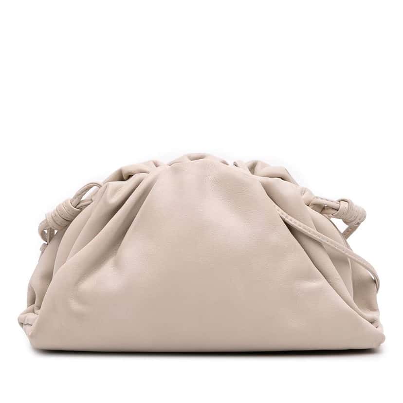 Bottega Veneta Lambskin The Mini Pouch Crossbody Brown Leather Good condition - Front View
