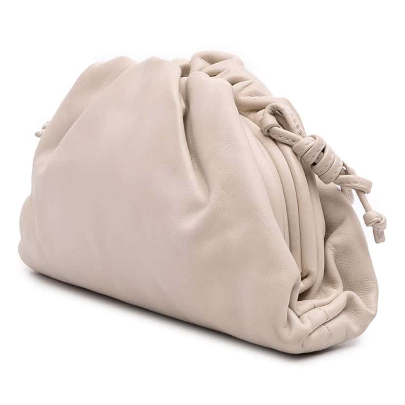 Bottega Veneta Lambskin The Mini Pouch Crossbody Brown Leather Good condition - Back View