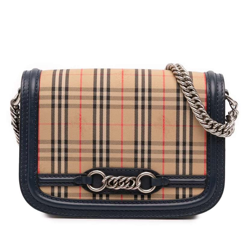 Burberry Haymarket Check Canvas 1983 Link Flap Brown Canvas Good condition - Front View
