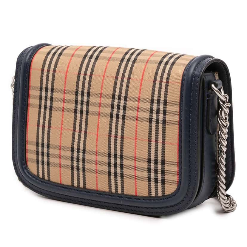 Burberry Haymarket Check Canvas 1983 Link Flap Brown Canvas Good condition - Back View