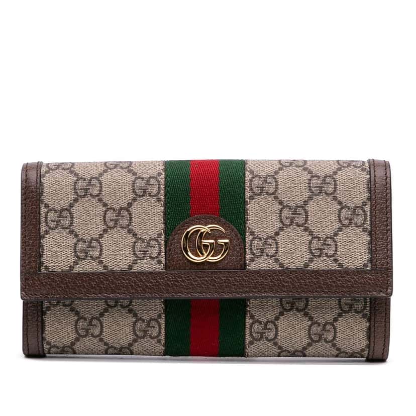 Gucci GG Supreme Web Ophidia Continental Wallet Brown Canvas Good condition - Front View