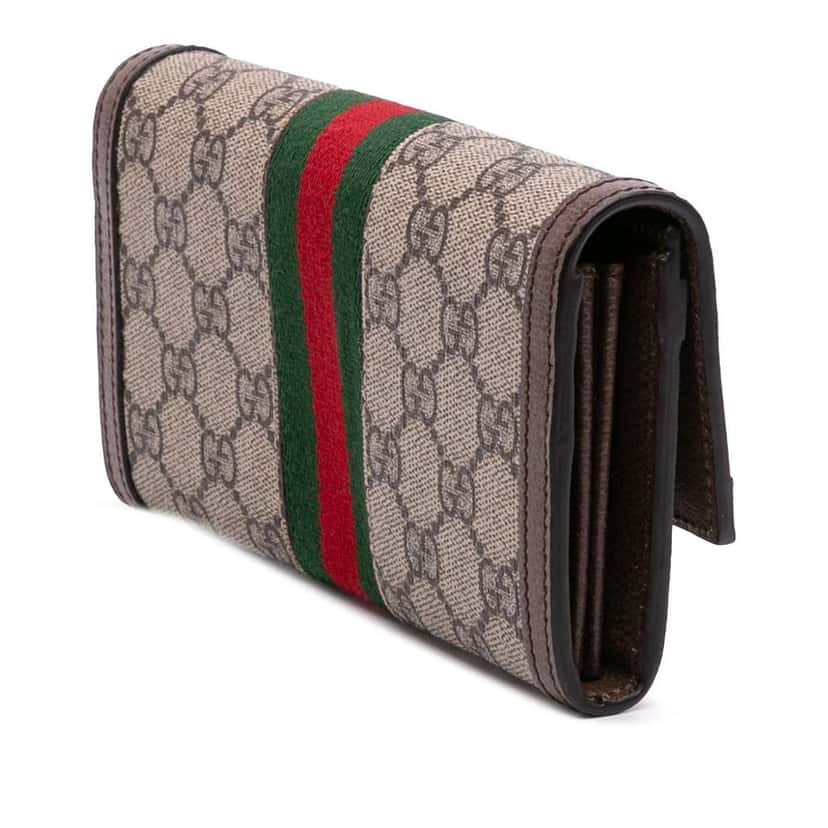 Gucci GG Supreme Web Ophidia Continental Wallet Brown Canvas Good condition - Back View