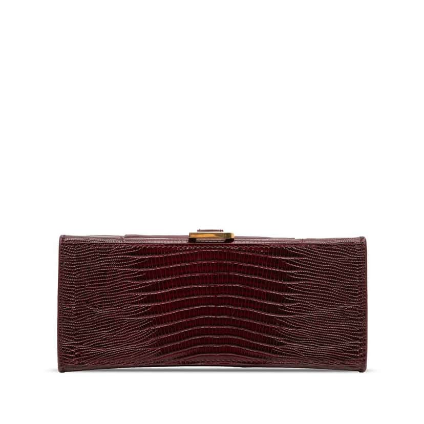 Balenciaga Small Lizard Embossed Calfskin Hourglass Top Handle Bag Red Leather Good condition - Inside View