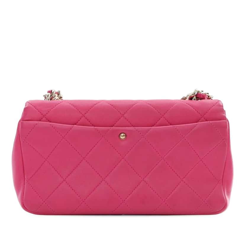Chanel Small Lambskin Elegant Chain Single Flap Pink Leather Good condition - Back View