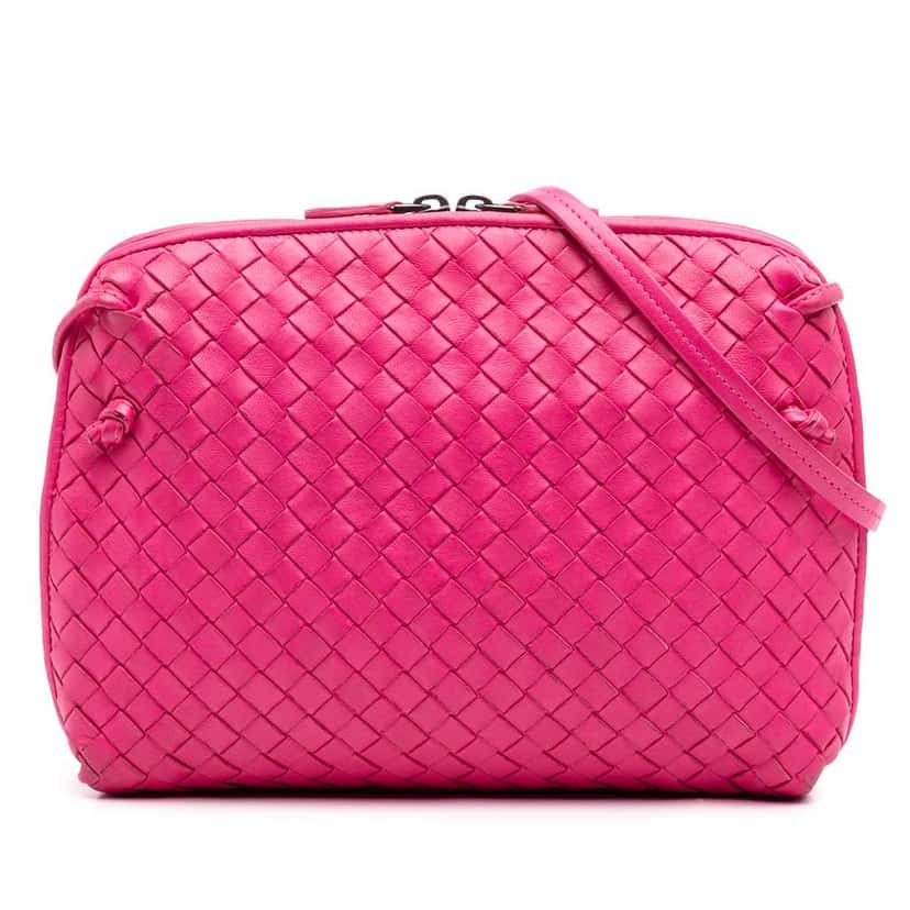 Bottega Veneta Nappa Intrecciato Nodini Crossbody Pink Leather Good condition - Front View