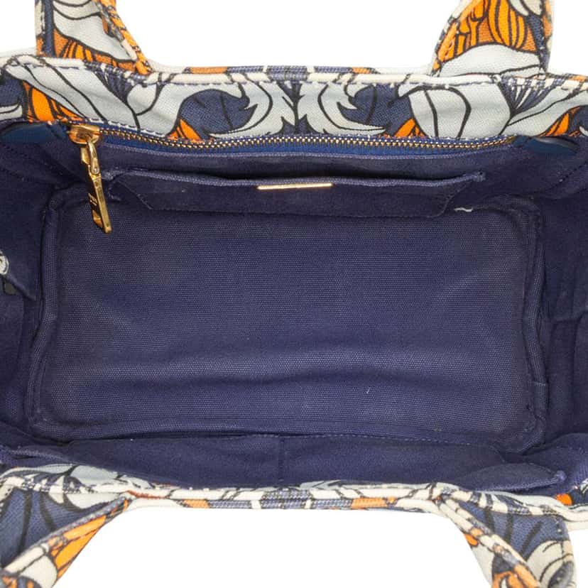 Prada Small Floral Printed Canvas Canapa Satchel Blue Canvas Good condition - Model View