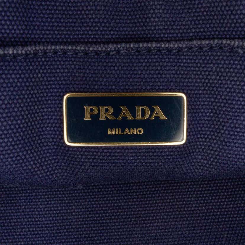 Prada Small Floral Printed Canvas Canapa Satchel Blue Canvas Good condition - Box View