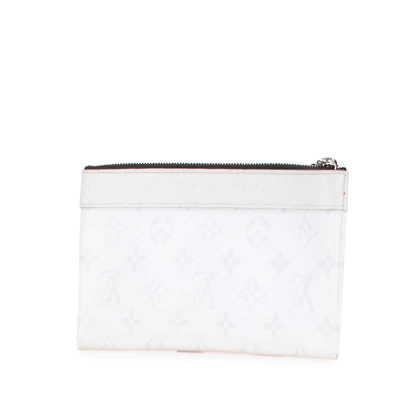 Louis Vuitton Monogram Taigarama Pochette Discovery PM White Canvas Good condition - Back View