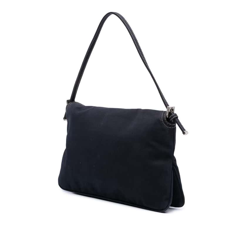 Fendi Canvas FF Marble Double Flap Shoulder Bag Blue Canvas Good condition - Back View