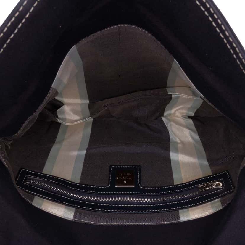 Fendi Canvas FF Marble Double Flap Shoulder Bag Blue Canvas Good condition - Model View
