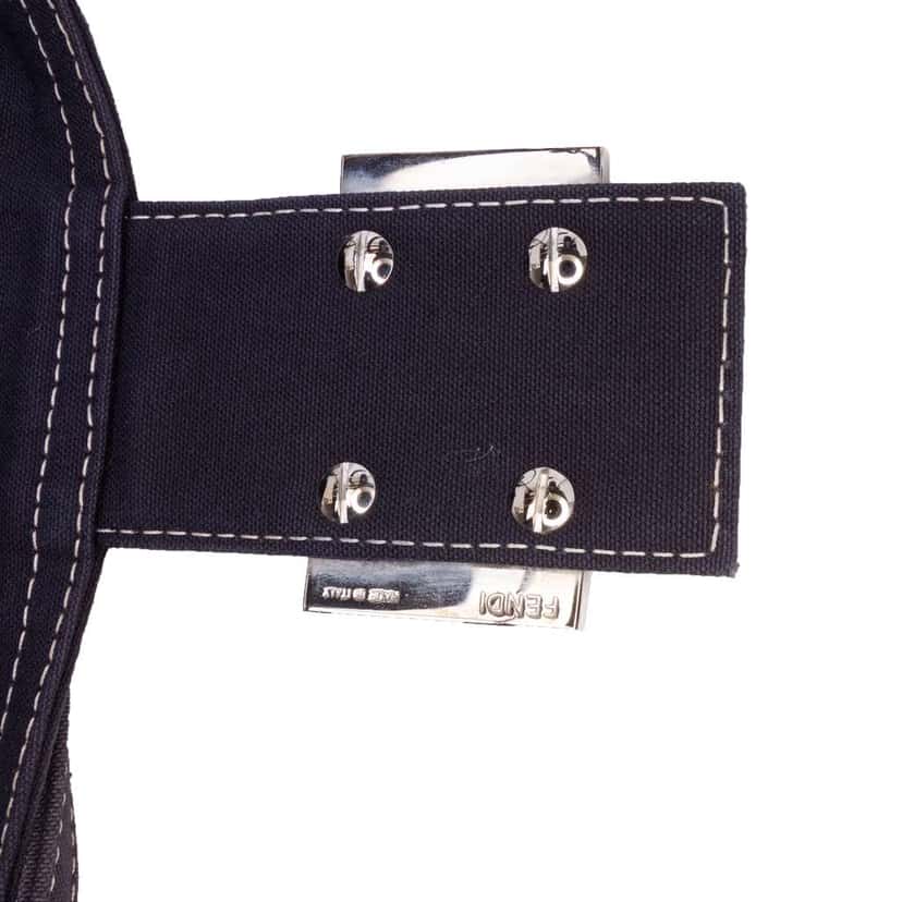Fendi Canvas FF Marble Double Flap Shoulder Bag Blue Canvas Good condition - Box View