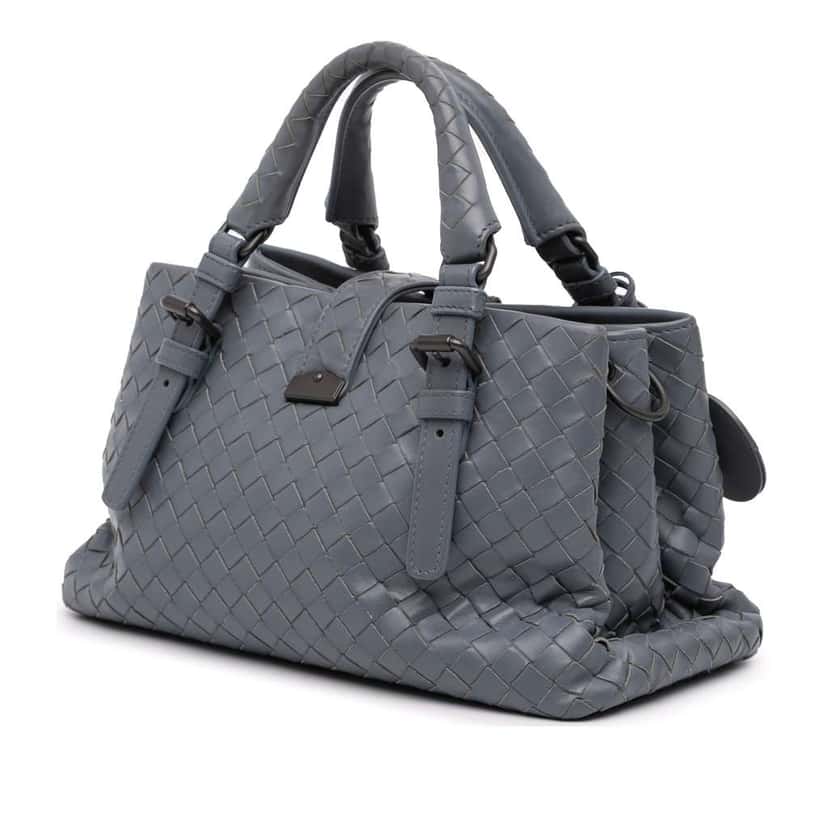 Bottega Veneta Mini Nappa Intrecciato Roma Satchel Grey Leather Good condition - Back View