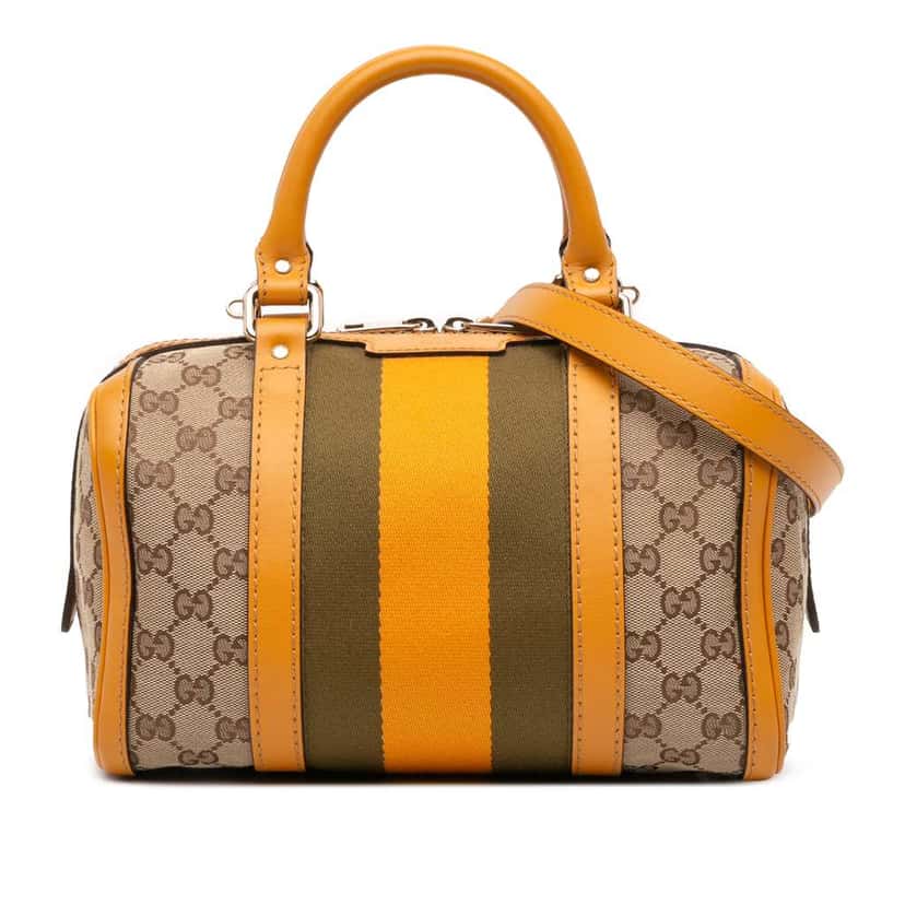 Gucci Small GG Canvas Web Joy Boston Bag Brown Canvas Good condition - Front View
