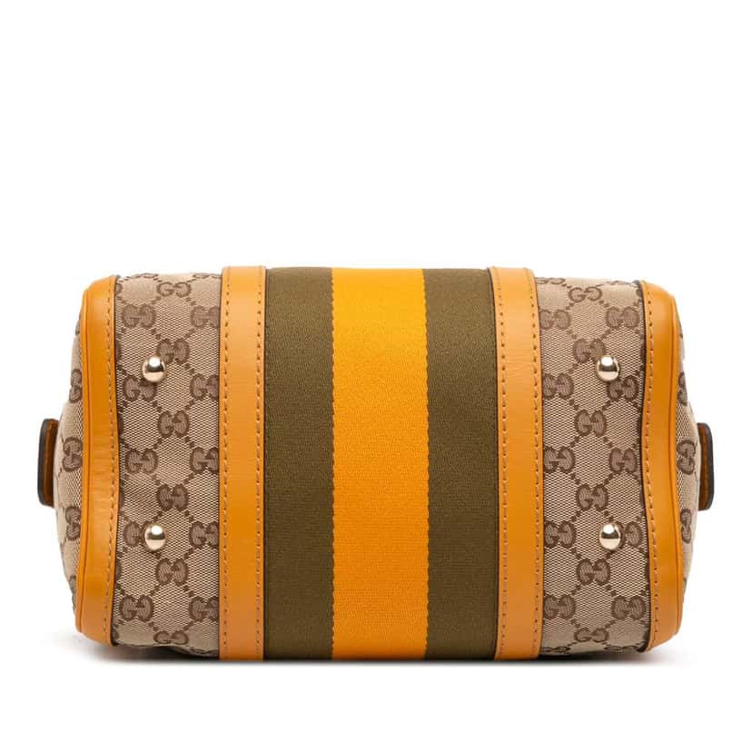 Gucci Small GG Canvas Web Joy Boston Bag Brown Canvas Good condition - Inside View