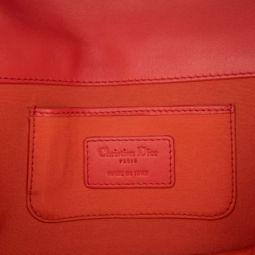 Dior Lambskin Cannage Lady Dior Wallet On Chain Orange Leather Good condition - Box View