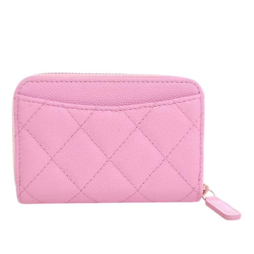 Chanel CC Quilted Caviar Classic Zipped Coin Purse Pink Leather Good condition - Inside View