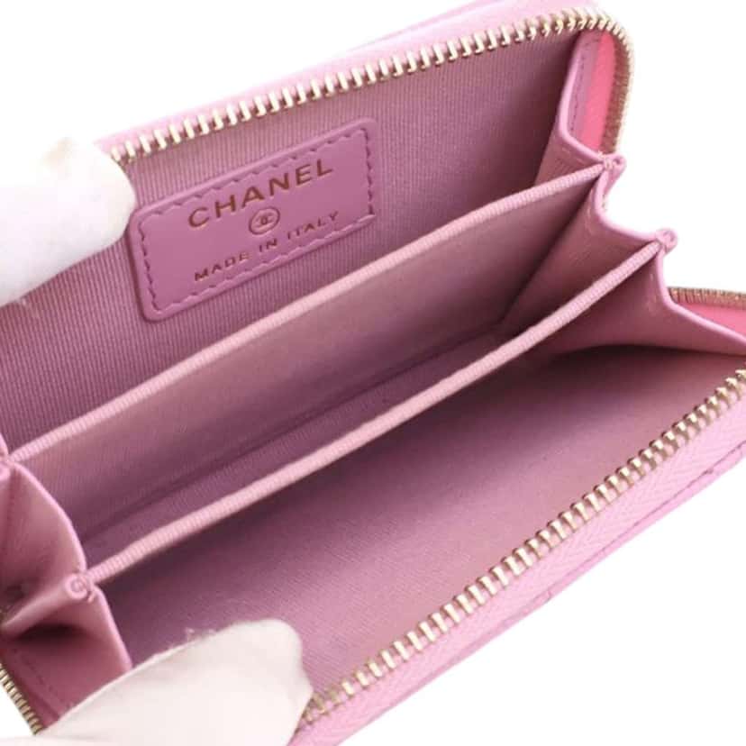 Chanel CC Quilted Caviar Classic Zipped Coin Purse Pink Leather Good condition - Box View