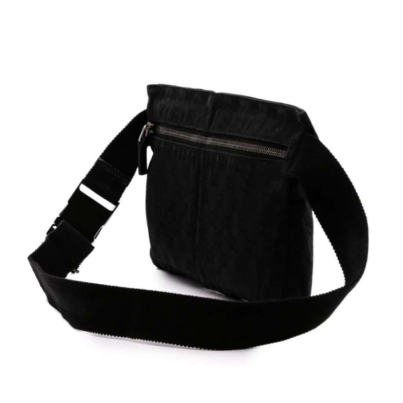 Gucci GG Canvas Double Pocket Belt Bag Black Canvas Good condition - Back View