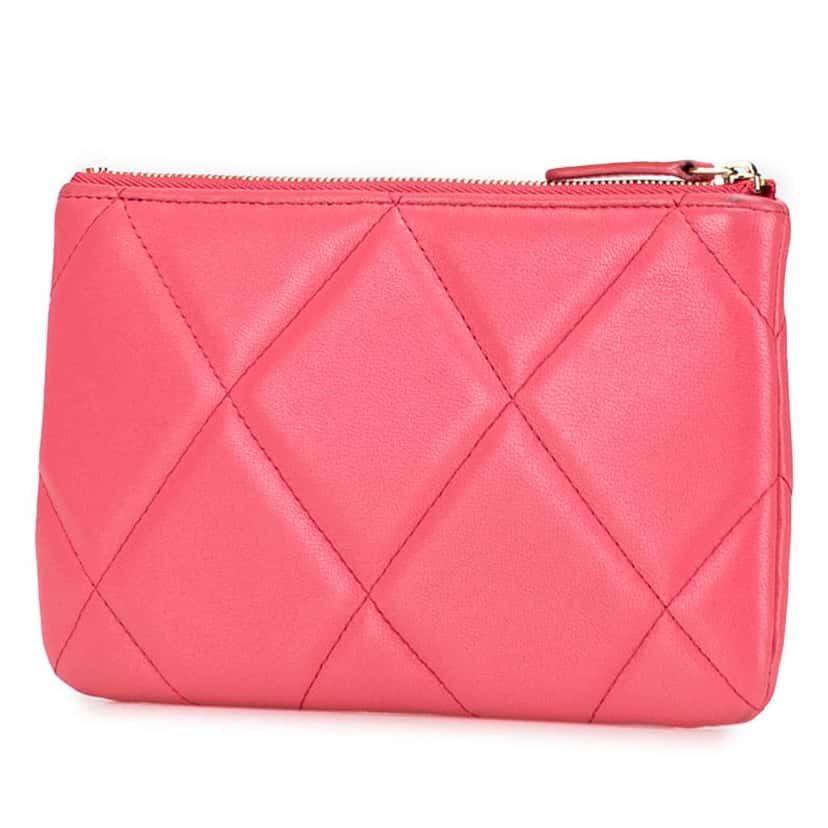Chanel Small Lambskin 19 O Case Pouch Pink Leather Good condition - Back View