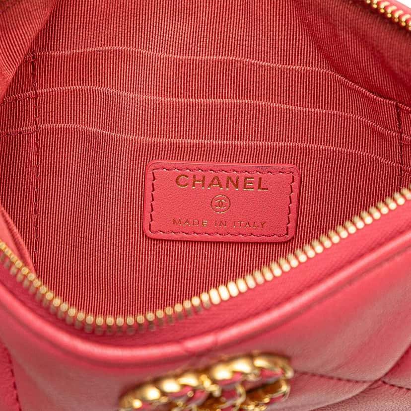 Chanel Small Lambskin 19 O Case Pouch Pink Leather Good condition - Box View