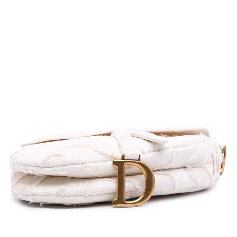 Dior Mini Canvas Embroidered Camouflage Saddle Bag White Canvas Good condition - Inside View