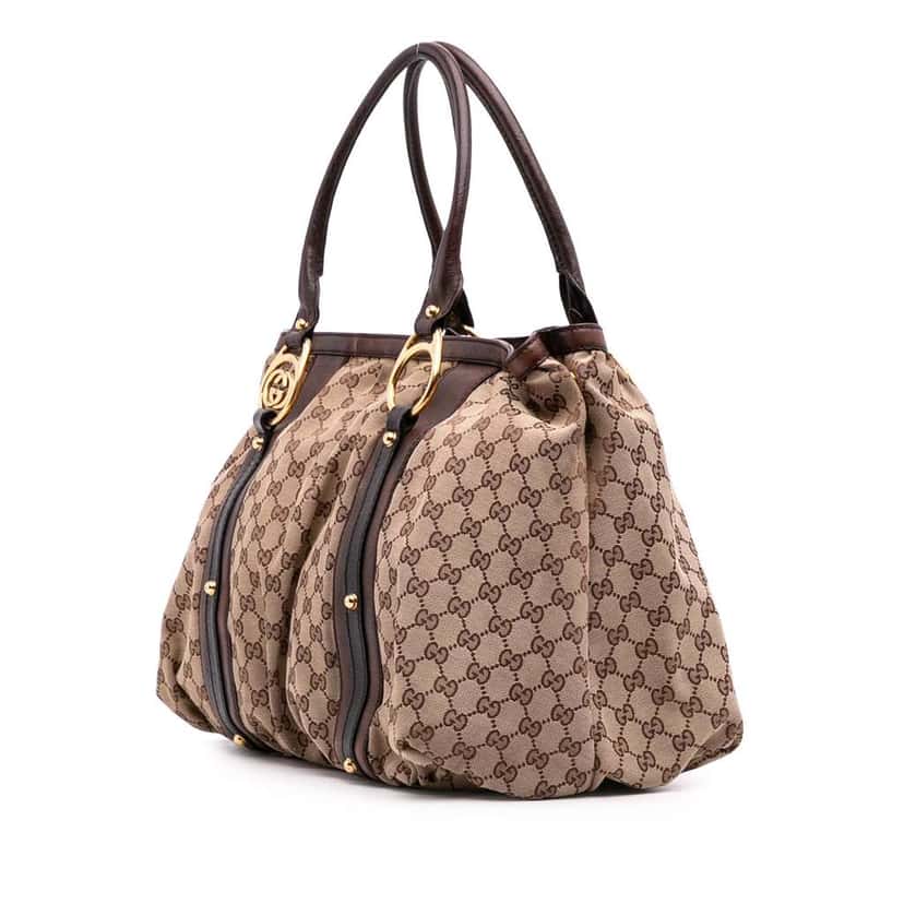 Gucci GG Canvas Interlocking G Tote Brown Canvas Fair condition - Back View