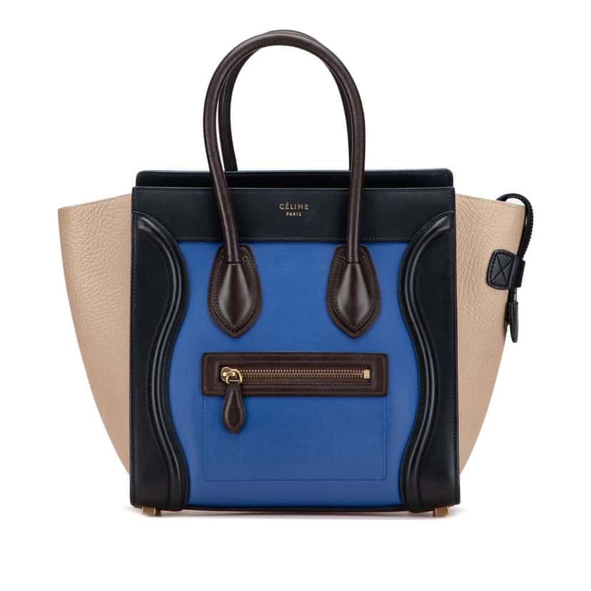 Celine Micro Tricolor Leather Luggage Tote Blue Leather Good condition - Front View