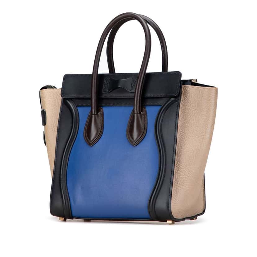 Celine Micro Tricolor Leather Luggage Tote Blue Leather Good condition - Back View