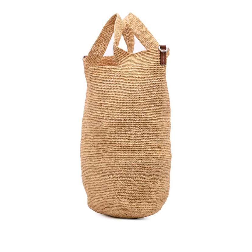 Loewe Mini Raffia Slit Satchel Brown Good condition - Back View