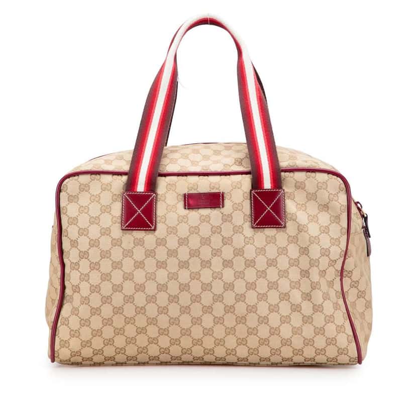 Gucci GG Canvas Web Travel Bag Brown Canvas Good condition - Front View