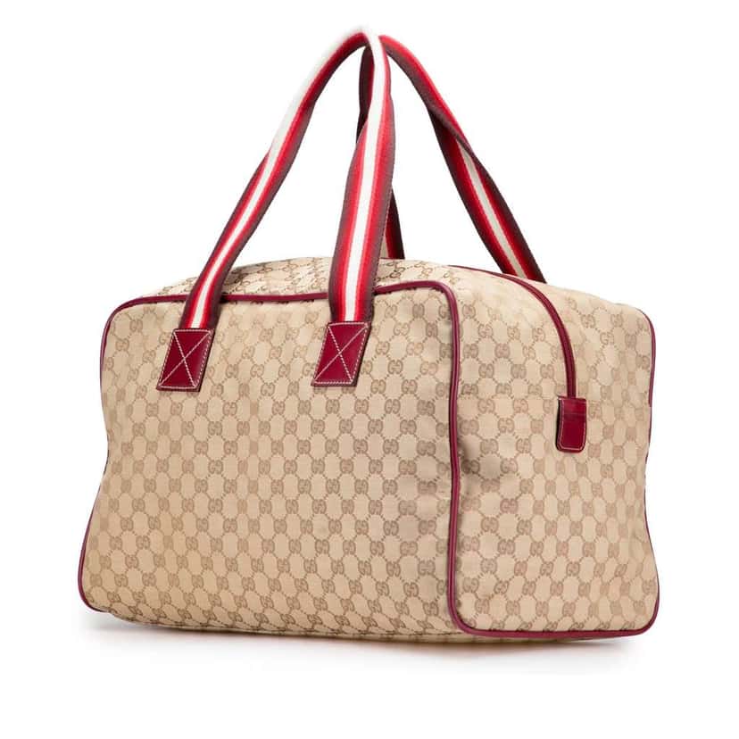 Gucci GG Canvas Web Travel Bag Brown Canvas Good condition - Back View