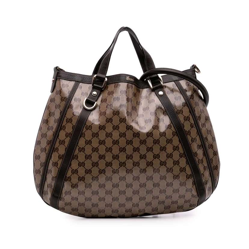 Gucci GG Crystal Abbey D Ring Convertible Tote Brown Canvas Good condition - Front View