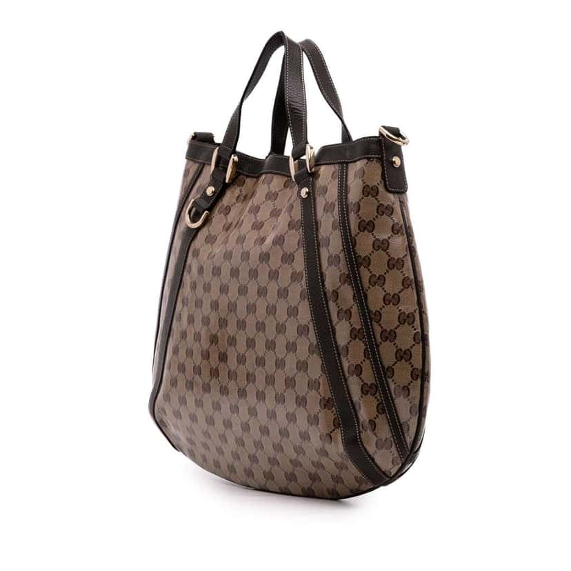 Gucci GG Crystal Abbey D Ring Convertible Tote Brown Canvas Good condition - Back View