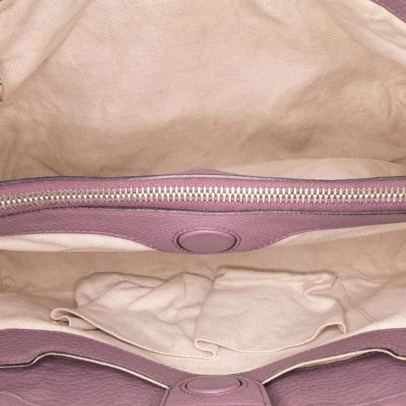 Gucci Medium Calfskin Bamboo Shopper Satchel Purple Leather Good condition - Model View