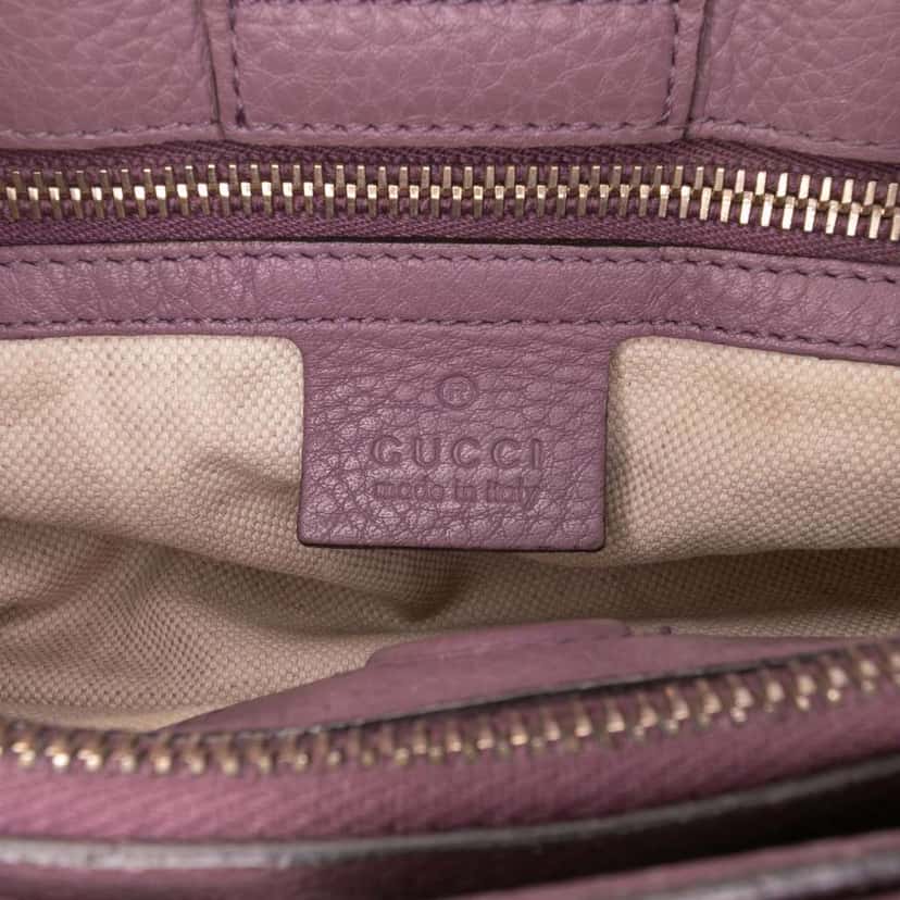 Gucci Medium Calfskin Bamboo Shopper Satchel Purple Leather Good condition - Box View