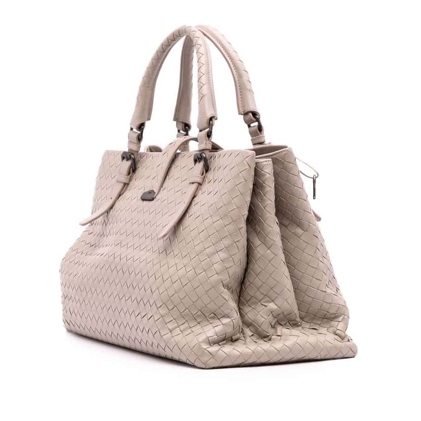 Bottega Veneta Medium Nappa Intrecciato Roma Tote Brown Leather Good condition - Back View