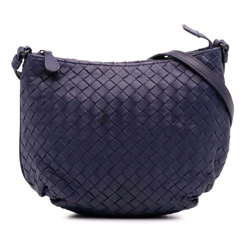 Bottega Veneta Nappa Intrecciato Crossbody Blue Leather Good condition - Front View