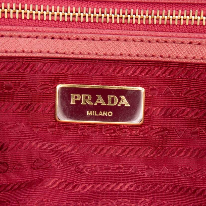 Prada Small Saffiano Lux Galleria Double Zip Satchel Pink Leather Good condition - Box View