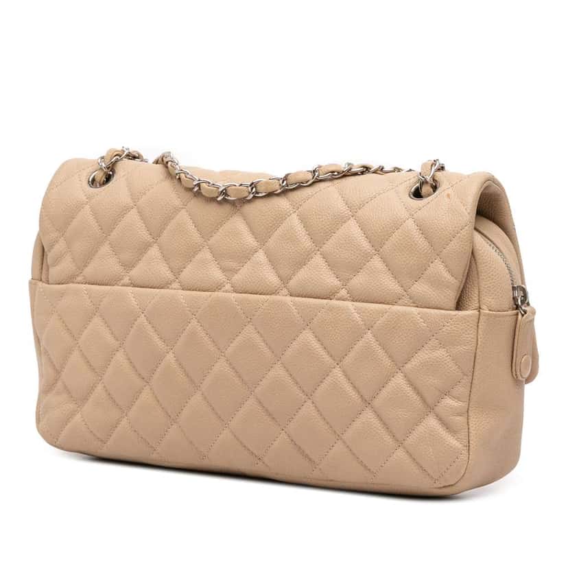 Chanel Jumbo Quilted Caviar Easy Flap Brown Leather Good condition - Back View