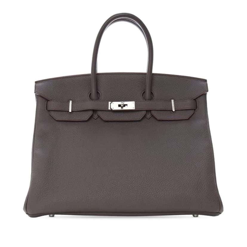 Hermès Togo Birkin Retourne 35 Grey Leather Good condition - Front View