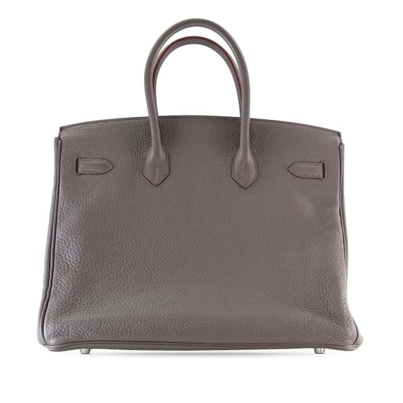 Hermès Togo Birkin Retourne 35 Grey Leather Good condition - Back View