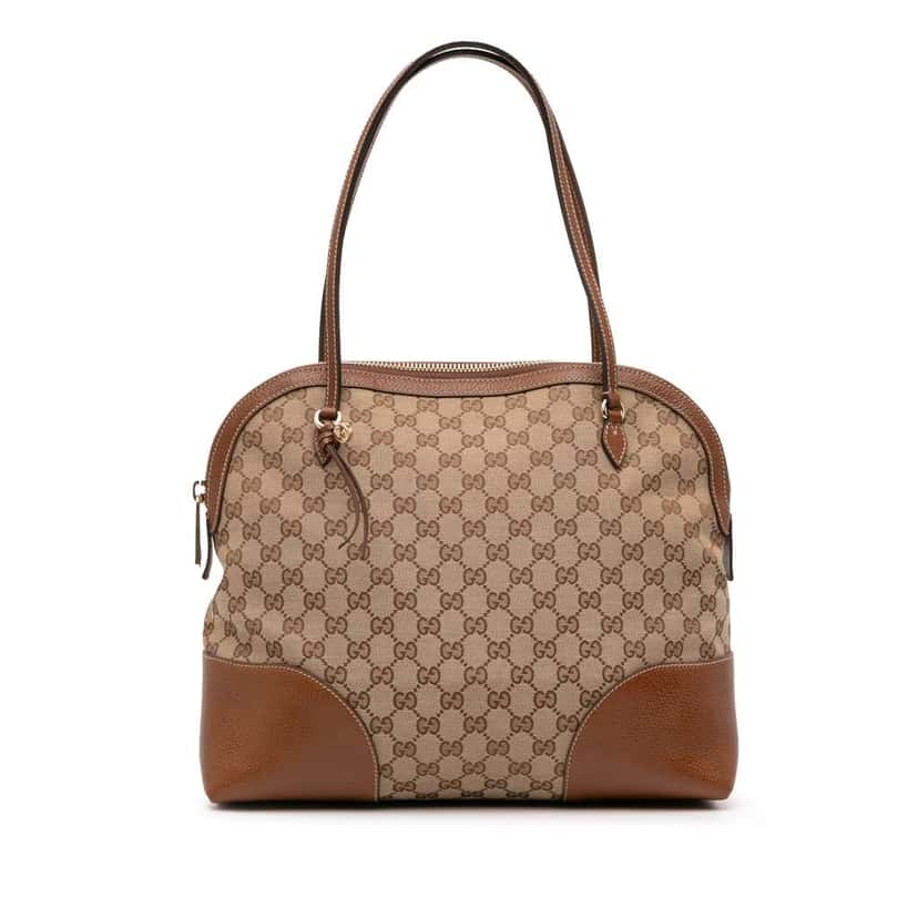 Gucci Medium GG Canvas Bree Dome Tote Brown Canvas Good condition - Front View
