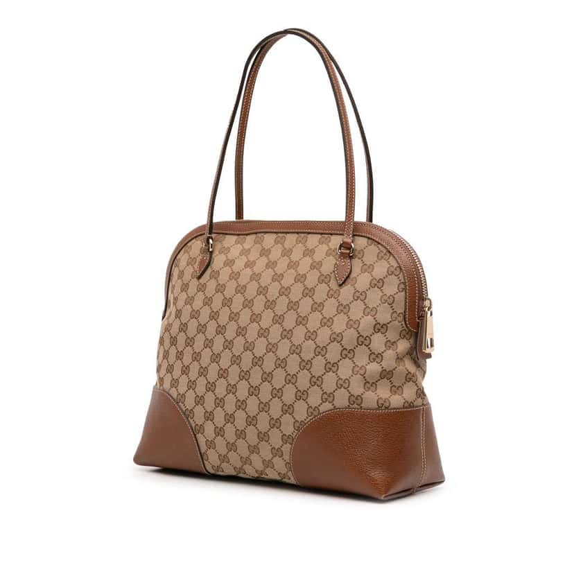 Gucci Medium GG Canvas Bree Dome Tote Brown Canvas Good condition - Back View