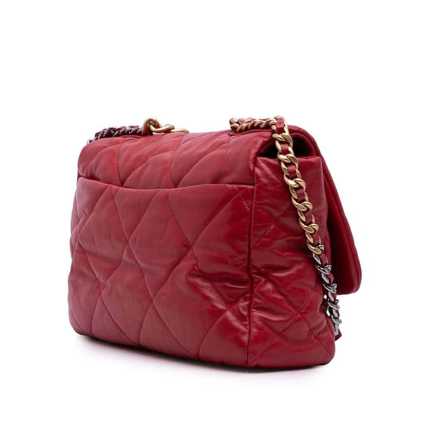 Chanel Maxi Lambskin 19 Flap Red Leather Good condition - Back View
