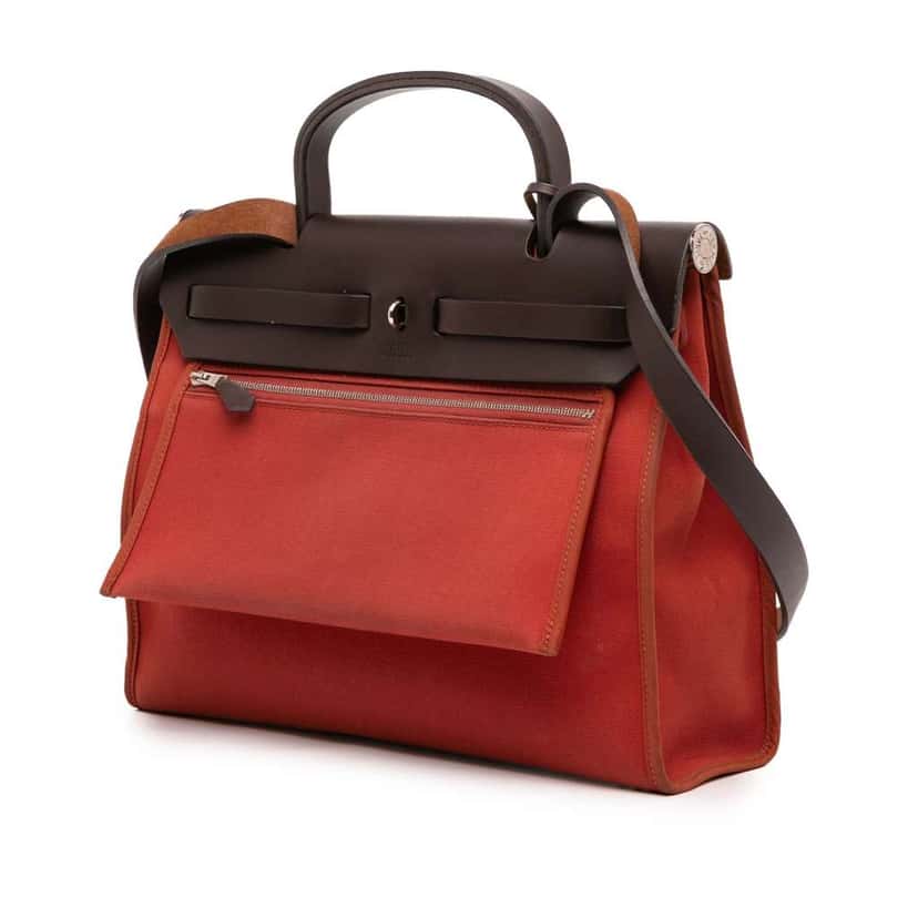 Hermès Toile Herbag Zip 31 Orange Canvas Good condition - Back View