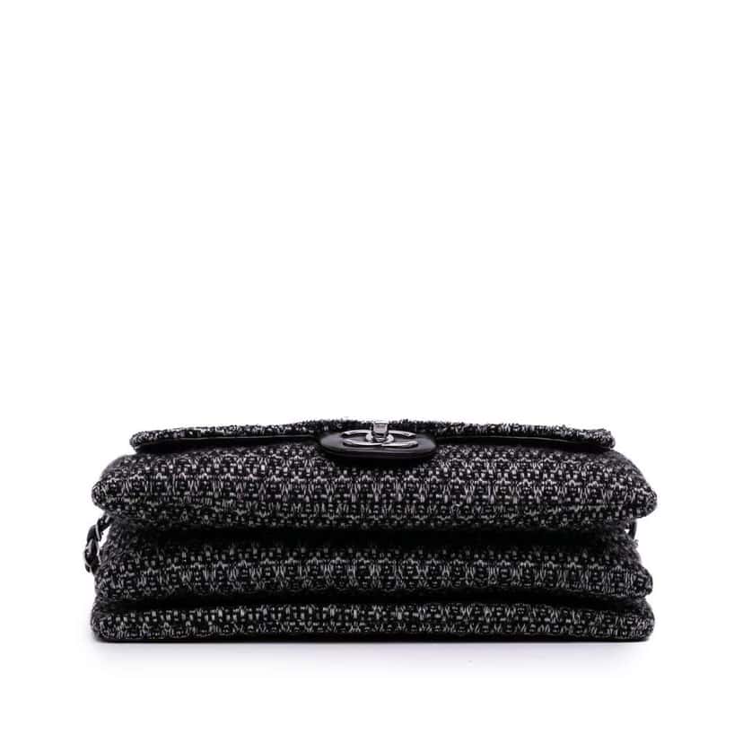 Chanel Large Tweed and Sequin Icons 3 Accordion Flap Black Tweed Good condition - Inside View